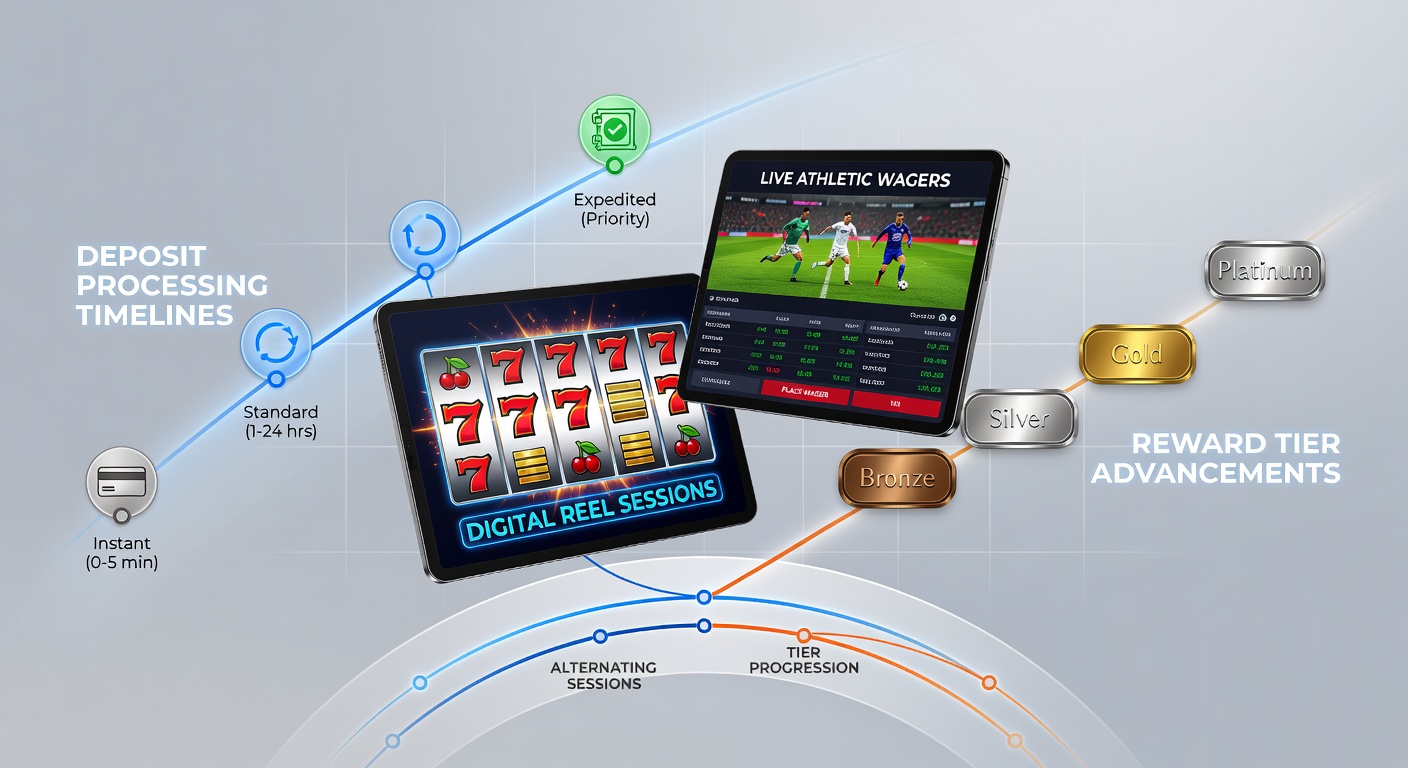 Mobile device displaying hybrid casino and sports betting interface with deposit options and loyalty tier progress indicators
