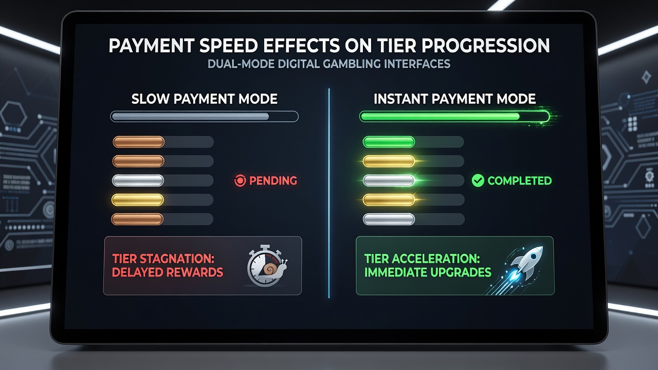 User dashboard view illustrating tier level increases after rapid payment processing in a dual-mode casino and sports betting app