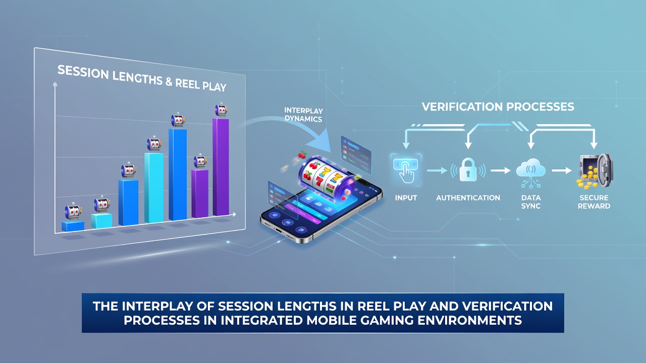 Integrated mobile gaming interface showing reel play sessions alongside verification status indicators on a smartphone screen